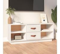 (White) vidaXL Solid Wood Pine TV Cabinet Wooden Media Cabinet TV Stand Multi Colours