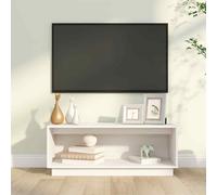 vidaXL TV Cabinet White 90x35x35 cm Solid Wood Pine UK HOT