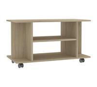 vidaXL TV Cabinet with Castors 4 Open Shelf Sonoma Oak Engineered Wood Shelf