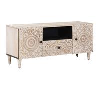 vidaXL TV Cabinet with Door White 105 x 33.5 x 46 cm Solid Mango Wood