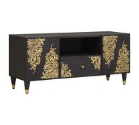 vidaXL TV Cabinet with Drawer Black 105 x 33 x 46 cm Solid Mango Wood
