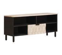 vidaXL TV Cabinet with Drawer White Wash Finish 100 x 33.5 x 46 cm, Living Room, Rectangular, Modern Design, Durable Materials, Stylish Decor, for Large Spaces, Functional Seating