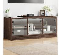 vidaXL TV Cabinet with Glass Doors TV Stand Entertainment Centre Brown Oak