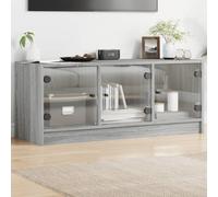 TV Cabinet with Glass Doors Stand Entertainment Centre Grey Sonoma vidaXL