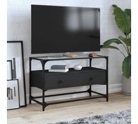 vidaXL TV Cabinet with Glass Top Black 80x35x51 cm Engineered Wood