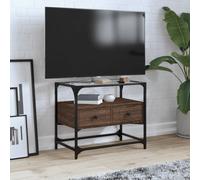 vidaXL TV Cabinet with Glass Top Brown Oak 60x35x51 cm Engineered Wood