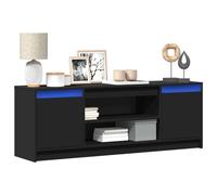 vidaXL TV Cabinet with LED, TV Unit for Living Room Office, TV Stand with Storage, Entertainment Centre, Modern Style, Black Engineered Wood