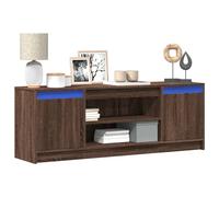 vidaXL TV Cabinet with LED Brown Oak 139.5x34x50 cm Engineered Wood