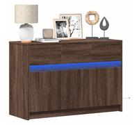 vidaXL TV Cabinet with LED Brown Oak 91x34x61 cm Engineered Wood