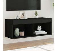 vidaXL Black TV Cabinet with RGB LED Lights - Engineered Wood TV Stand, 80x30x30 cm, Wall-Mountable Media Console