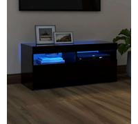 vidaXL TV Cabinet with LED Lights Black 90x35x40 cm