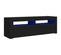 vidaXL TV Cabinet with LED Lights Black Hifi Stand Living Room Furniture Desk