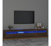 Vidaxl Tv Cabinet With Led Lights Brown Oak 240X35X40 Cm