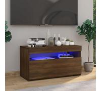 Vidaxl Tv Cabinet With Led Lights Brown Oak 75X35X40 Cm