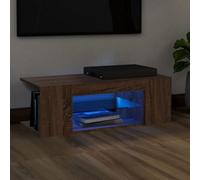 vidaXL TV Cabinet with LED Lights Brown Oak 90x39x30 cm, Brown