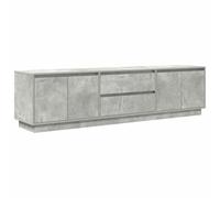 vidaXL 4 Door 2 Drawer Concrete Grey TV Cabinet with LED Lights - Size: 50 x 193.5 x 41cm - Wilko