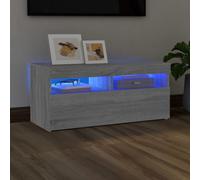 vidaXL TV Cabinet with LED Lights Grey Sonoma 90x35x40 cm, Grey
