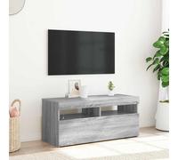 vidaXL TV Cabinet with LED Lights Grey Sonoma 90x35x40 cm