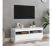 Vidaxl Tv Cabinet With Led Lights High Gloss White 100X35X40 Cm