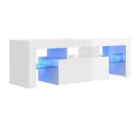 Vidaxl Tv Cabinet With Led Lights High Gloss White 120X35X40 Cm