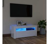 vidaXL TV Cabinet with LED Lights High Gloss White 90x35x40 cm UK