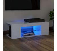 vidaXL TV Cabinet with LED Lights High Gloss White 90x39x30 cm UK HOT