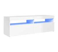 vidaXL TV Cabinet with LED Lights High Gloss White Hifi Stand Stereo Cabinet