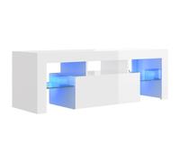 Vidaxl Tv Cabinet With Led Lights High Gloss White 120X35X40 Cm
