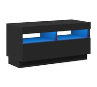 vidaXL TV Cabinet with LED Lights Indoor Living Room Furniture Entertainment Centre Bedroom TV Stand TV Unit Hifi Cabinet 80x35x40 cm Black