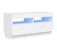 vidaXL TV Cabinet with LED Lights Indoor Living Room Furniture Entertainment Centre Bedroom TV Stand TV Unit Hifi Cabinet 80x35x40 cm White