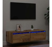 vidaXL TV Cabinet with LED Lights Old Wood 100X35.5x25 cm