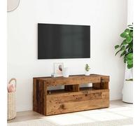 vidaXL TV Cabinet with LED Lights Old Wood 90x35x40 cm Engineered Wood