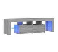 vidaXL TV Cabinet with RGB LED Lights, Grey Sonoma, Engineered Wood Construction, Spacious Storage, Modern Design, Ideal for Living Room, 140 x 36.5 x 40 cm