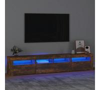 Vidaxl Tv Cabinet With Led Lights Smoked Oak 210X35X40 Cm
