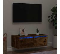 vidaXL TV Cabinet with LED Lights Smoked Oak 75x35.5x25 cm