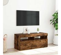 vidaXL TV Cabinet with LED Lights Smoked Oak 90x35x40 cm