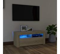 vidaXL TV Cabinet with LED Lights Sonoma Oak Hifi Stand Living Room Furniture
