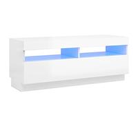 vidaXL TV Cabinet with LED Lights TV Unit Stand Entertainment Centre HiFi Storage Cabinet Lowboard Living Room Bedroom Furniture High Gloss White