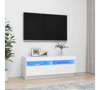 vidaXL TV Cabinet with LED Lights White Stand Living Room Bedroom Furniture