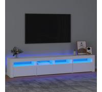 vidaXL TV Cabinet with LED Lights White 210x35x40 cm, White