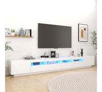 vidaXL TV Cabinet with LED Lights White 300x35x40 cm TV Stand Hifi Cabinet Set