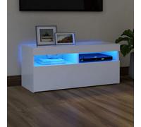 vidaXL TV Cabinet with LED Lights White Hifi Stand Desk TV Unit Hifi Cabinet