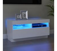 vidaXL TV Cabinet with LED Lights Indoor Living Room Furniture Entertainment Centre Bedroom TV Stand TV Unit Hifi Cabinet 80x35x40 cm White