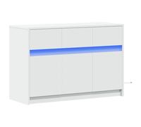 vidaXL TV Cabinet with LED Stand - Black Engineered Wood, 91 x 34 x 61 cm, RGB Lights, Ample Storage - For Living Room/Bedroom