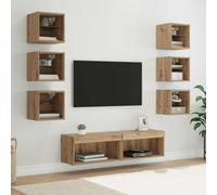 vidaXL TV Cabinet with LED Strip Lights 8 pcs Artisan Oak Glass