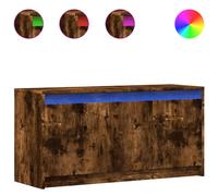 vidaXL TV Cabinet with LED Smoked Oak 100x34x50 cm Engineered Wood - Brown, Brown