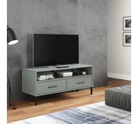 vidaXL TV Cabinet with Metal Legs Grey Solid Wood Pine OSLO