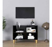 vidaXL TV Cabinet with Solid Wood Legs Black Bedroom TV Stand Hifi Cabinet