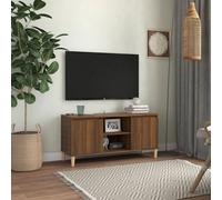 Vidaxl Tv Cabinet With Solid Wood Legs Brown Oak 103.5X35X50 Cm
