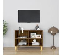 vidaXL TV Cabinet with Solid Wood Legs Brown Oak 69.5x30x50 cm